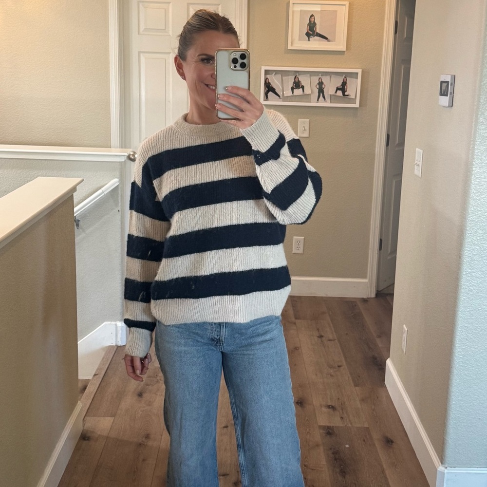 On 34th blue striped chunky sweater - Picture 9 of 10